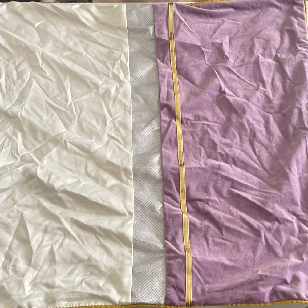 Set of 2 White, Gold, and Purple Pillowcases